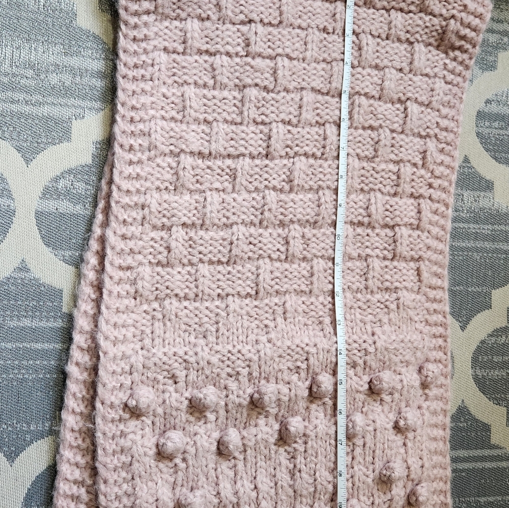 NEW J. Crew Chunky Knit Bobble Scarf - Iced Blush - Picture 5 of 9